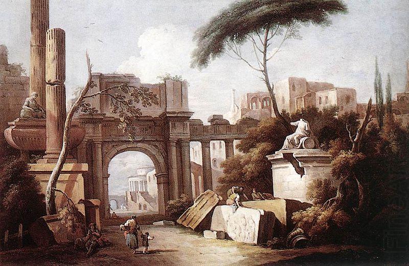Giuseppe Zais Ancient Ruins with a Great Arch and a Column china oil painting image